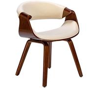 CLP Silla de Comedor Foley tapizada en Polipiel o Tela I Silla de salón Elegante con Estructura de Madera de 4 Patas, Color:Nuez/Crema, Material:Tela