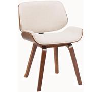 CLP Silla de Comedor Funda de Tela Beverley, Silla de Cocina con Madera Curvada, con Respaldo, tapizada, Color:Nuez/Crema