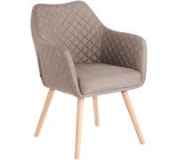 CLP Silla de Comedor Gent de Lujo con Reposabrazos, Diseño Elegante, Tapizado en Tela Premium, Estructura de Madera y Confort Ergonómico, Color:Gris Pardo, Color del Marco:Natura
