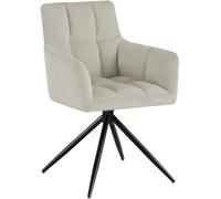 CLP Silla de Comedor giratoria Acolchada Jonah, sillón de Pana Giratorio 180° con reposabrazos y Respaldo, soporta hasta 150 kg Color:Crema