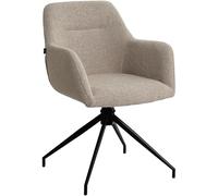 CLP Silla de Comedor giratoria Merlinda con Tela de Peluche, sillón Giratorio 360° con reposabrazos y Respaldo, con Estructura de Metal, Color:Gris Pardo
