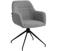 CLP Silla de Comedor giratoria Merlinda con Tela de Peluche, sillón Giratorio 360° con reposabrazos y Respaldo, con Estructura de Metal, Color:Gris