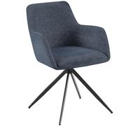 CLP Silla de Comedor giratoria Olema en Tela, butaca 180 Grados con reposabrazos y Respaldo, tapiceria facil de Limpiar, Color:Azul