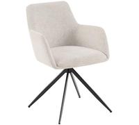 CLP Silla de Comedor giratoria Olema en Tela, butaca 180 Grados con reposabrazos y Respaldo, tapiceria facil de Limpiar, Color:Crema