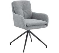 CLP Silla de Comedor giratoria Pickett Tela, sillón Giratorio 180° con reposabrazos y Respaldo, soporta hasta 150 kg, Color:Gris