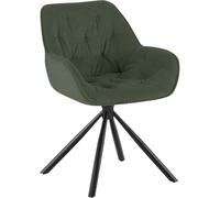 CLP Silla de Comedor giratoria Rimio, sillón de Pana 180 Grados con reposabrazos y Respaldo, soporta hasta 150 kg | Color Verde Claro