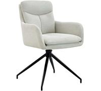 CLP Silla de Comedor giratoria Somers Tela, sillón Giratorio 180° con reposabrazos y Respaldo, Silla de Cocina tapizada, Color:Crema