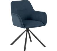 CLP Silla de Comedor giratoria Tipton de Pana, sillón Giratorio 180° con reposabrazos y Respaldo, soporta hasta 150 kg, Color:Azul