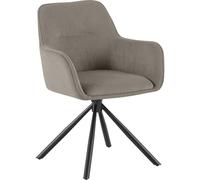 CLP Silla de Comedor giratoria Tipton de Pana, sillón Giratorio 180° con reposabrazos y Respaldo, soporta hasta 150 kg, Color:Gris Pardo