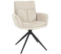 CLP Silla De Comedor Vilas De Tela I Sillón Giratorio con Base Metálica De 4 Patas I Butaca Moderna & Elegante, Color:Crema
