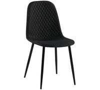 CLP Silla De Comedor Giverny En Tela O Terciopelo I Butaca De Salón Moderna con Bordado Decorativo & Base Metálica, Color:Negro, Material:Tela