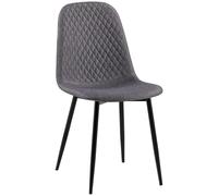 CLP Silla De Comedor Giverny En Tela O Terciopelo I Butaca De Salón Moderna con Bordado Decorativo & Base Metálica, Color:Gris Oscuro, Material:Tela