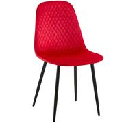 CLP Silla De Comedor Giverny En Tela O Terciopelo I Butaca De Salón Moderna con Bordado Decorativo & Base Metálica, Color:Rojo, Material:Terciopelo