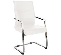 CLP Silla De Reuniones Hobart con Reposabrazos Acolchados I Silla Cantilever En Tela o Polipiel & Base Metálica, Color:Blanco, Material:Cuero Sintetico