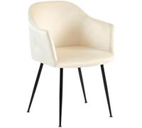 CLP Silla de Comedor Jaysie I Silla tapizada con Funda de Terciopelo I Silla de Cocina con Respaldo y Estructura de Metal Negro, Color:Crema