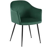 CLP Silla de Comedor Jaysie I Silla tapizada con Funda de Terciopelo I Silla de Cocina con Respaldo y Estructura de Metal Negro, Color:Verde Oscuro