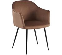 CLP Silla de Comedor Jaysie I Silla tapizada con Funda de Terciopelo I Silla de Cocina con Respaldo y Estructura de Metal Negro, Color:marrón