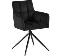 CLP Silla de Comedor Jonah, sillón Giratorio con reposabrazos, Mecanismo de Retorno automático 180°, tapizado en Tela fácil de Limpiar, Color:Negro