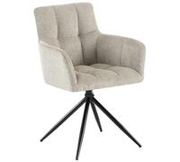 CLP Silla de Comedor Jonah, sillón Giratorio con reposabrazos, Mecanismo de Retorno automático 180°, tapizado en Tela fácil de Limpiar, Color:Gris Pardo