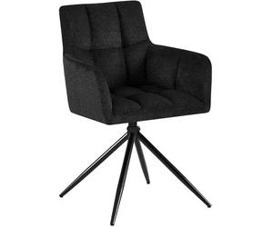 CLP Silla de Comedor Jonah, sillón Giratorio con reposabrazos, Mecanismo de Retorno automático 180°, tapizado en Tela fácil de Limpiar | Color Negro
