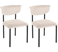 CLP Silla de Comedor Juego de 2, Silla visitante Gambell Terciopelo, Silla Acolchada Moderna con Respaldo y Patas metálicas, 130kg, Color:Crema