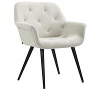 CLP Silla De Comedor Langford Tapizada En Tela o Polipiel I Sillón para Salón Acolchada En Estilo Chesterfield, Color:Beige, Material:Tela