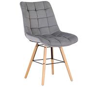 CLP Silla De Comedor Leni En Terciopelo I Butaca con Base De 4 Patas De Madera Moderna I Silla De Salón En Estilo Nórdico, Color:Gris