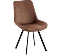 CLP Silla de Comedor Lewes en Terciopelo I Silla de Cocina giratoria con Base de Metal I Butaca Moderna con resplado, Color:marrón