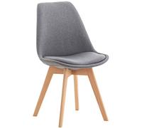 CLP Silla De Comedor Linares En Tela, Pana, Terciopelo o En Polipropileno & Cojín En Simil Cuero con Base De Madera, Color:Gris Claro, Material:Tela