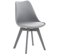 CLP Silla De Comedor Linares En Tela, Terciopelo o En Polipropileno & Cojín En Simil Cuero I Silla De Salón Nórdica con Base De Madera I, Color:Gris/Gris, Material de Base:Plastico