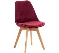 CLP Silla De Comedor Linares En Tela, Pana, Terciopelo o En Polipropileno & Cojín En Simil Cuero con Base De Madera, Color:Burdeos, Material:Terciopelo