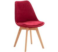 CLP Silla De Comedor Linares En Tela, Pana, Terciopelo o En Polipropileno & Cojín En Simil Cuero con Base De Madera, Color:Rojo, Material:Terciopelo