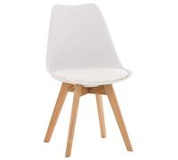 CLP Silla De Comedor Linares En Tela, Pana, Terciopelo o En Polipropileno & Cojín En Simil Cuero con Base De Madera, Color:Blanco, Material:Plastico