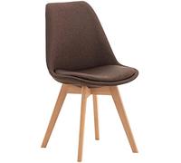 CLP Silla De Comedor Linares En Tela, Pana, Terciopelo o En Polipropileno & Cojín En Simil Cuero con Base De Madera, Color:marrón, Material:Tela