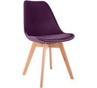 CLP Silla De Comedor Linares En Tela, Pana, Terciopelo o En Polipropileno & Cojín En Simil Cuero con Base De Madera, Color:Violeta, Material:Terciopelo