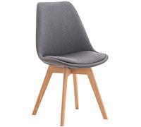 CLP Silla De Comedor Linares En Tela, Pana, Terciopelo o En Polipropileno & Cojín En Simil Cuero con Base De Madera, Color:Gris, Material:Tela