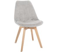CLP Silla De Comedor Linares En Tela, Pana, Terciopelo o En Polipropileno & Cojín En Simil Cuero con Base De Madera, Color:Beige, Material:Pana