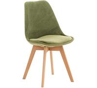 CLP Silla De Comedor Linares En Tela, Pana, Terciopelo o En Polipropileno & Cojín En Simil Cuero con Base De Madera, Color:Verde Claro, Material:Terciopelo