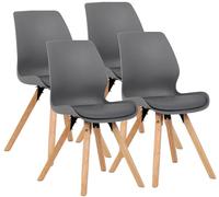 CLP Juego De 4 Butacas De Salón Luna con Base De Madera I Set De 4 Sillas De Cocina Nórdicas En Tela, Terciopelo o Polipiel, Color:Gris, Material:Plastico