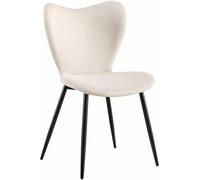 CLP Silla de Comedor Maika, Silla tapizada con Funda de Terciopelo o Tela, Silla de Cocina con Respaldo y Estructura de Metal Negro, Color:Crema, Material:Tela