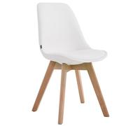 Silla De Comedor Manado Tapizado En Cuero Sintético I Silla De Visitas con Base De 4 Patas De Madera I Silla De Salón con Respaldo I Color:, Color:Blanco, Color del Marco:Natura