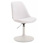 CLP Silla De Comedor Maverick Tapizada En Simil Cuero I Butaco De Salón Regulable en Altura & Giratoria I, Color:Blanco, Color del Marco:Blanco