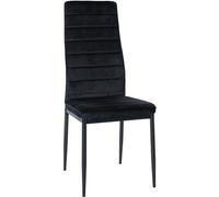 CLP Silla De Comedor Mayfair Tapizada En Terciopelo o Polipiel I Butaca Moderna con Respaldo Alto & Base De Metal, Color:Negro, Material de Base:Terciopelo
