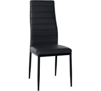 CLP Silla De Comedor Mayfair Tapizada En Terciopelo o Polipiel I Butaca Moderna con Respaldo Alto & Base De Metal, Color:Negro, Material:Cuero Sintetico