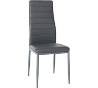 CLP Silla De Comedor Mayfair Tapizada En Terciopelo o Polipiel I Butaca Moderna con Respaldo Alto & Base De Metal, Color:Gris, Material:Cuero Sintetico