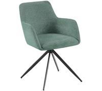 CLP Silla de Comedor Olema en Tela I Silla de salón Moderna & giratoria con Base metálica I Butaca con reposabrazos, Color:Verde Claro