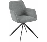 CLP Silla de Comedor Olema en Tela I Silla de salón Moderna & giratoria con Base metálica I Butaca con reposabrazos, Color:Gris