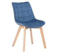 CLP Silla De Comedor Passaic Acolchada En Terciopelo I Butaca De Salón Nórdica con Base De Madera & Sin Reposabrazos, Color:Azul