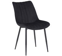 CLP Silla De Comedor Rahden Tapizada En Terciopelo I Butaca De Salón Moderna con Base Metálica & Sin Reposabrazos, Color:Negro