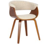 CLP Silla De Comedor Bruce De Madera con Tapizado Acolchado De Tela I Butaca De Salón Moderna con Base De 4 Patas, Color:Crema, Color del Marco:Nuez